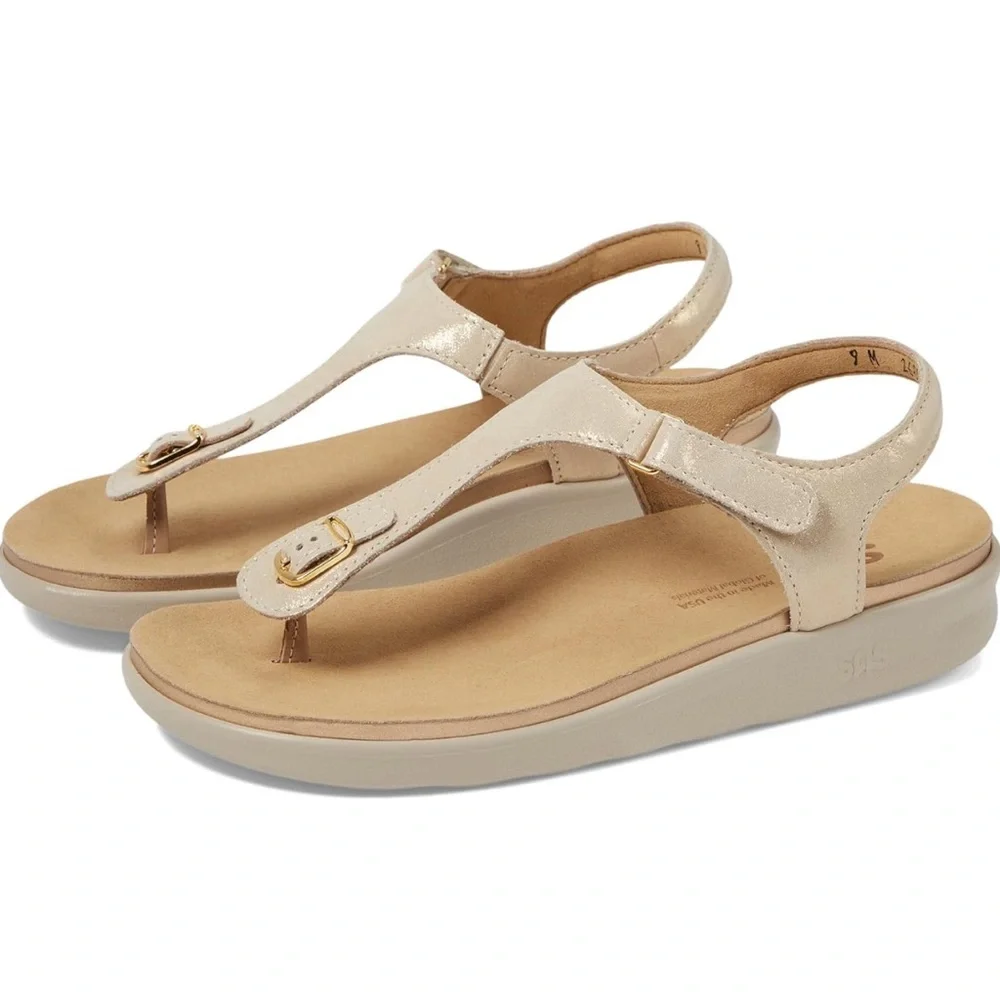 SAS Women's Marina Soft Gold Breathable Comfort Sandal Size 6.5